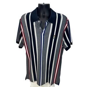 Chaps Ralph Lauren Polo Shirt Men's L Striped Crest Logo Cotton Preppy Golf